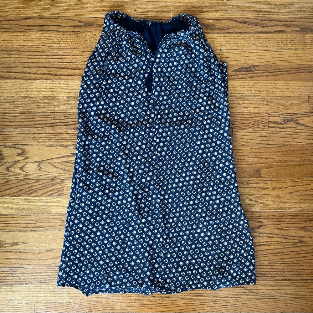 Madewell Navy Printed Tie-Neck Mini Dress - Picture 3 of 5